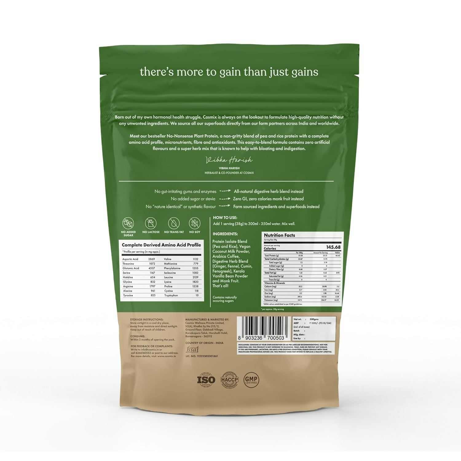 Cosmix No Nonsense Plant Protein Coconut peppermint Cosmix