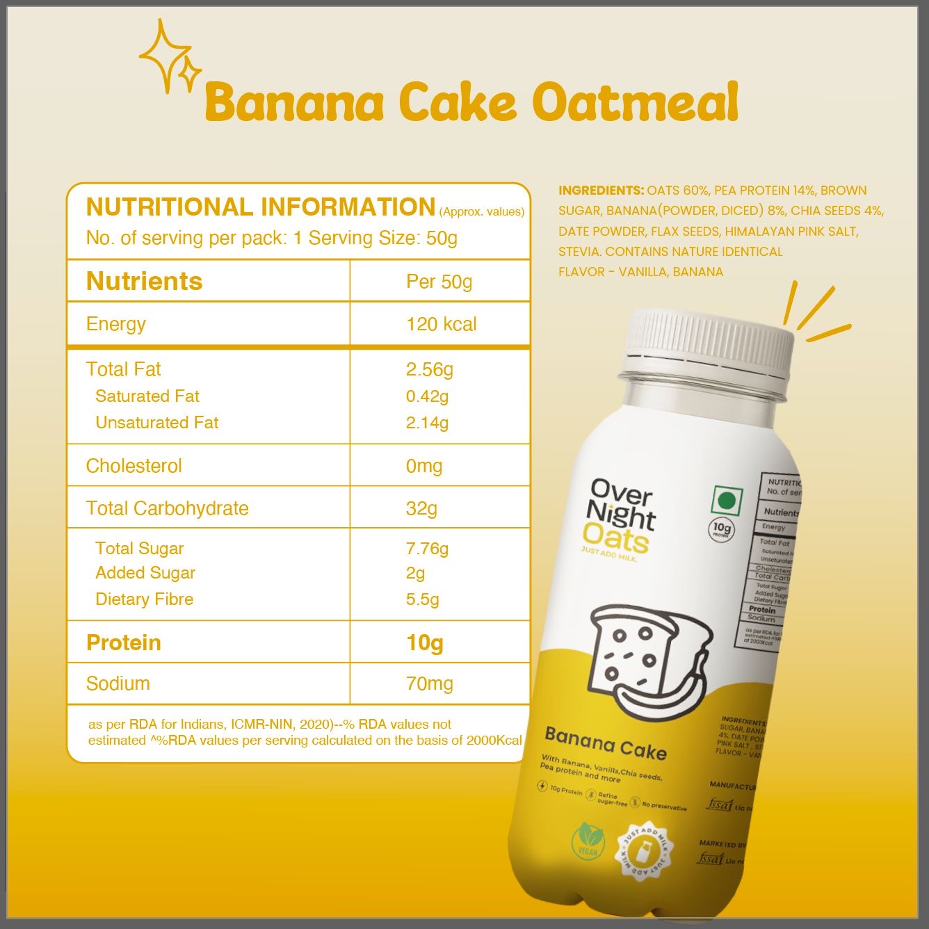 OverNightOats Vegan Banana Cake Oatmeal OverNightOats