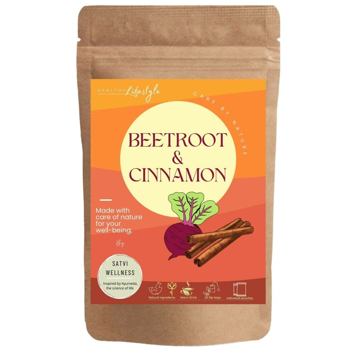 Satvi Wellness Beetroot Cinnamon Tea Bags | Herbal Tea Satvi Wellness
