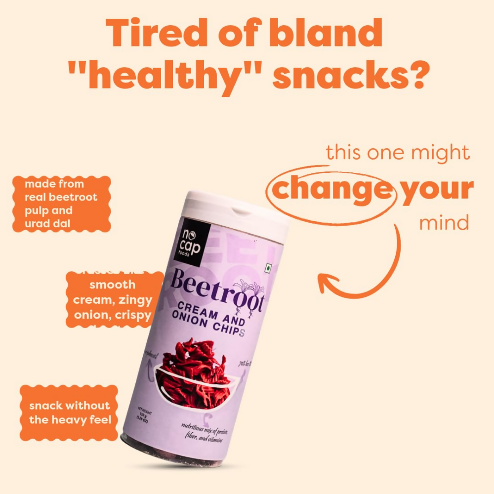 Nocap foods Zero Guilt Healthy Beetroot Chips - Cream&Onion Nocap foods