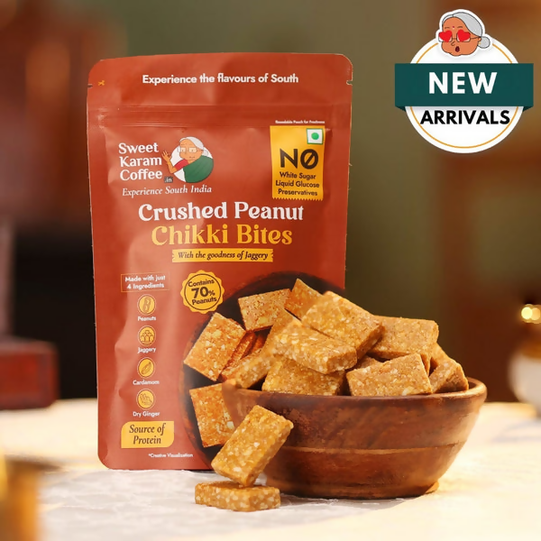 Sweet Karam Coffee Crushed Peanut Chikki Bites (Zero White Sugar) Sweet Karam Coffee