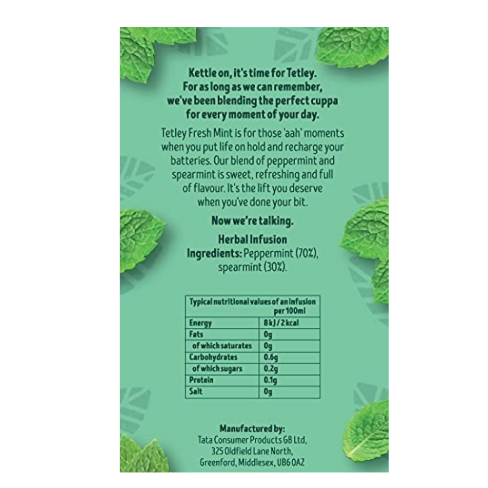 Tetley Herbal Fresh Mint Tea Bags Tetley