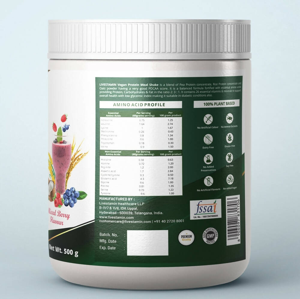 Livestamin Vegan Protein Meal Shake - Mixed Berry Flavour Livestamin