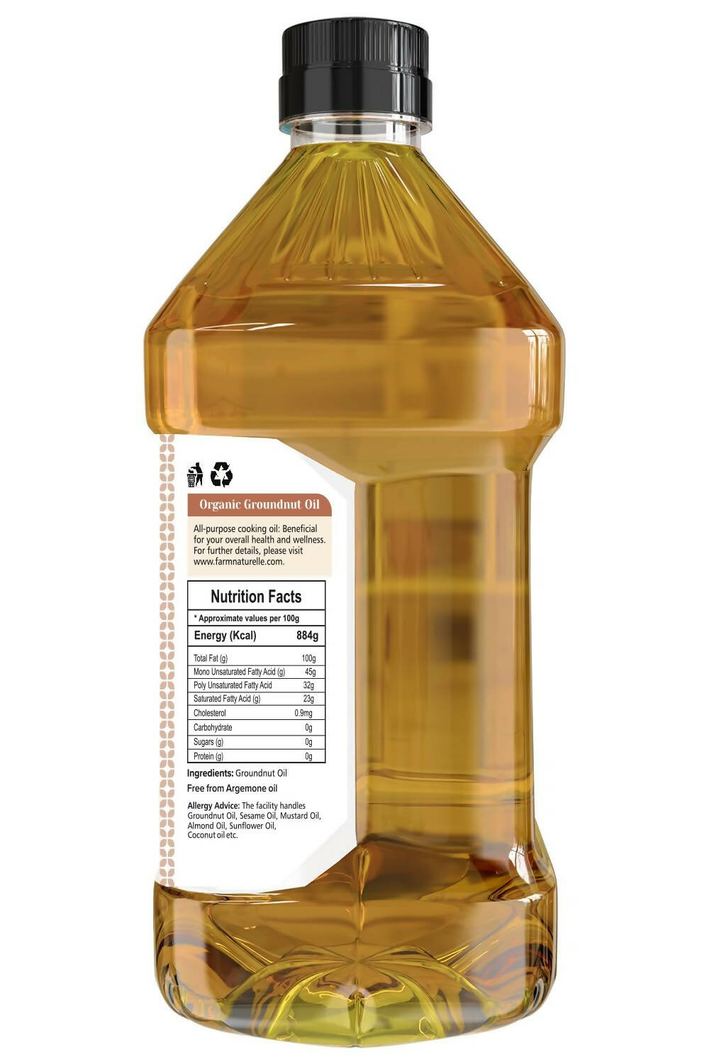 Farm Naturelle Organic Ghani Cold Pressed Virgin Groundnut/Peanut Oil Farm Naturelle