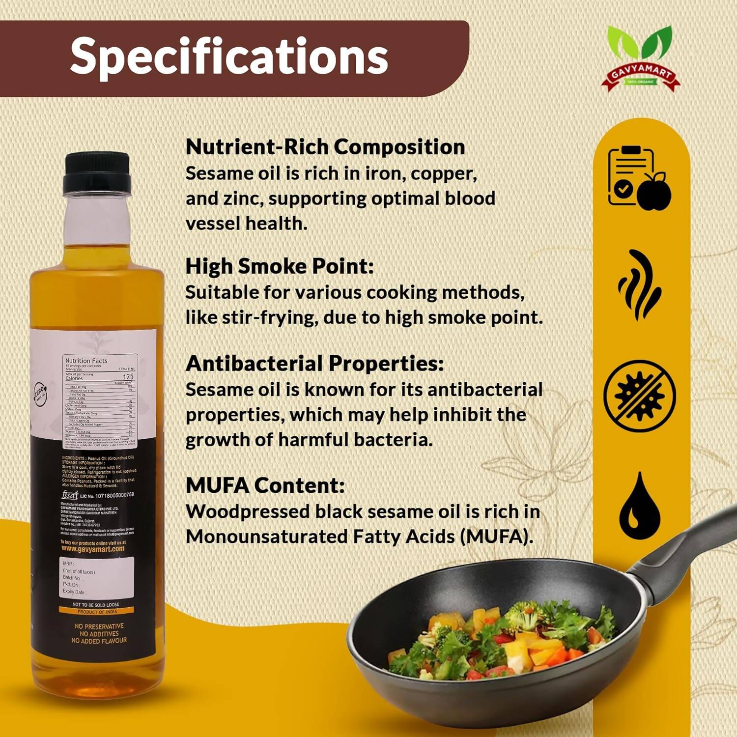 Gavyamart Wood Pressed Black Sesame Oil Gavyamart