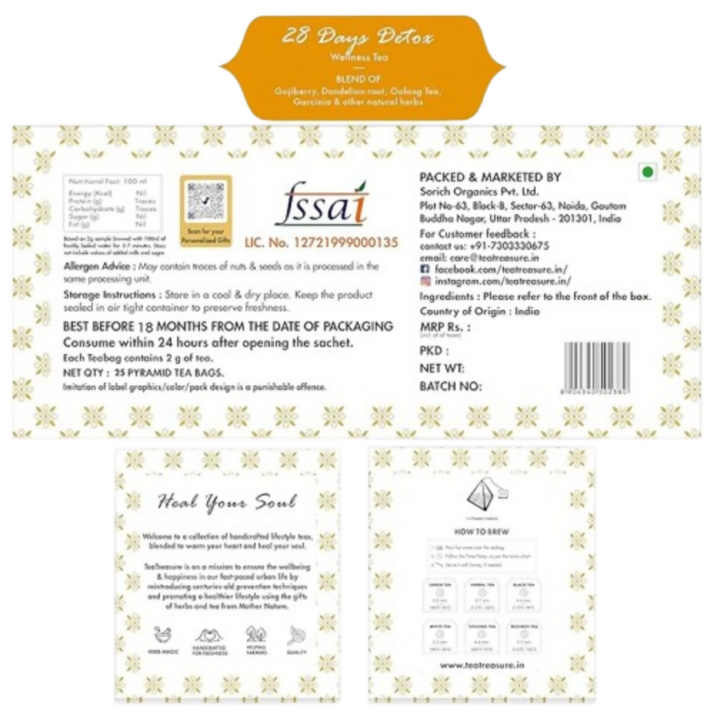 Tea Treasure 28 Days Detox Wellness Tea Bags Tea Treasure