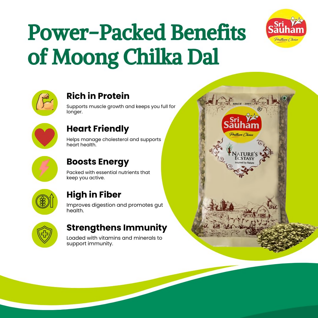 Sri Sauham Premium Unpolished Moong Chilka Dal Sri Sauham