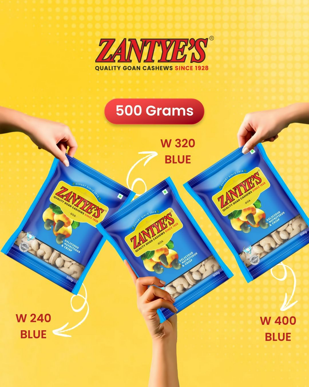 Zantye's Goan Cashew W320 Premium Kaju Zantye's