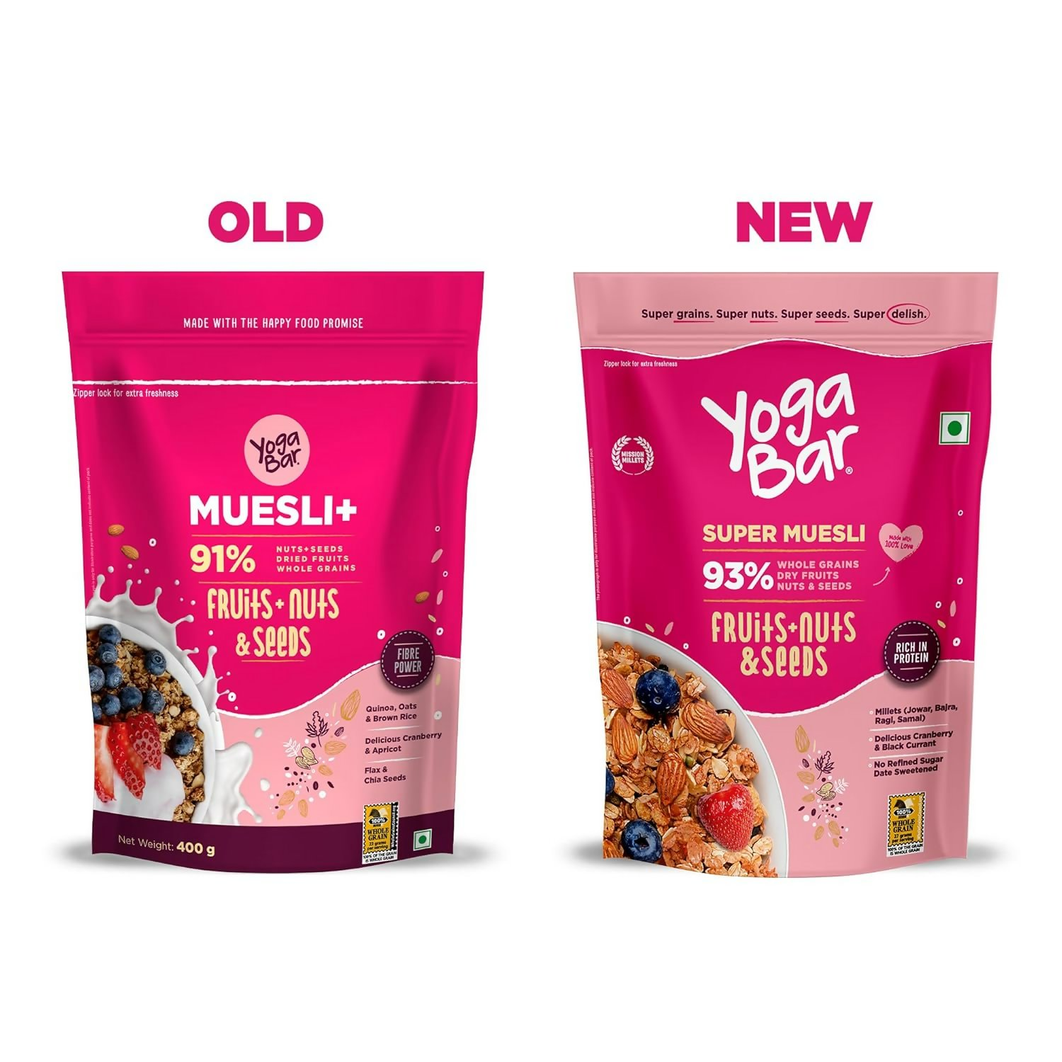 Yoga Bar Wholegrain Breakfast Muesli - Fruits, Nuts + Seeds + Dark Chocolate Yoga Bar