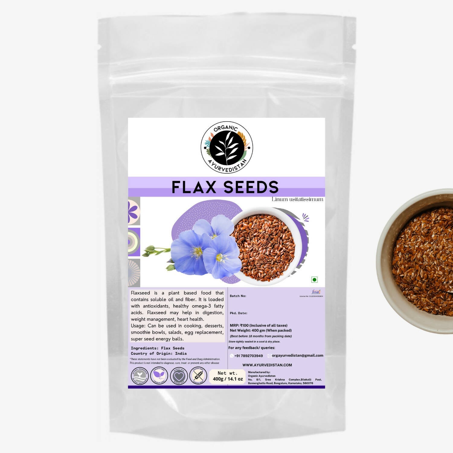 Organic Ayurvedistan Flax Seeds - Safuron