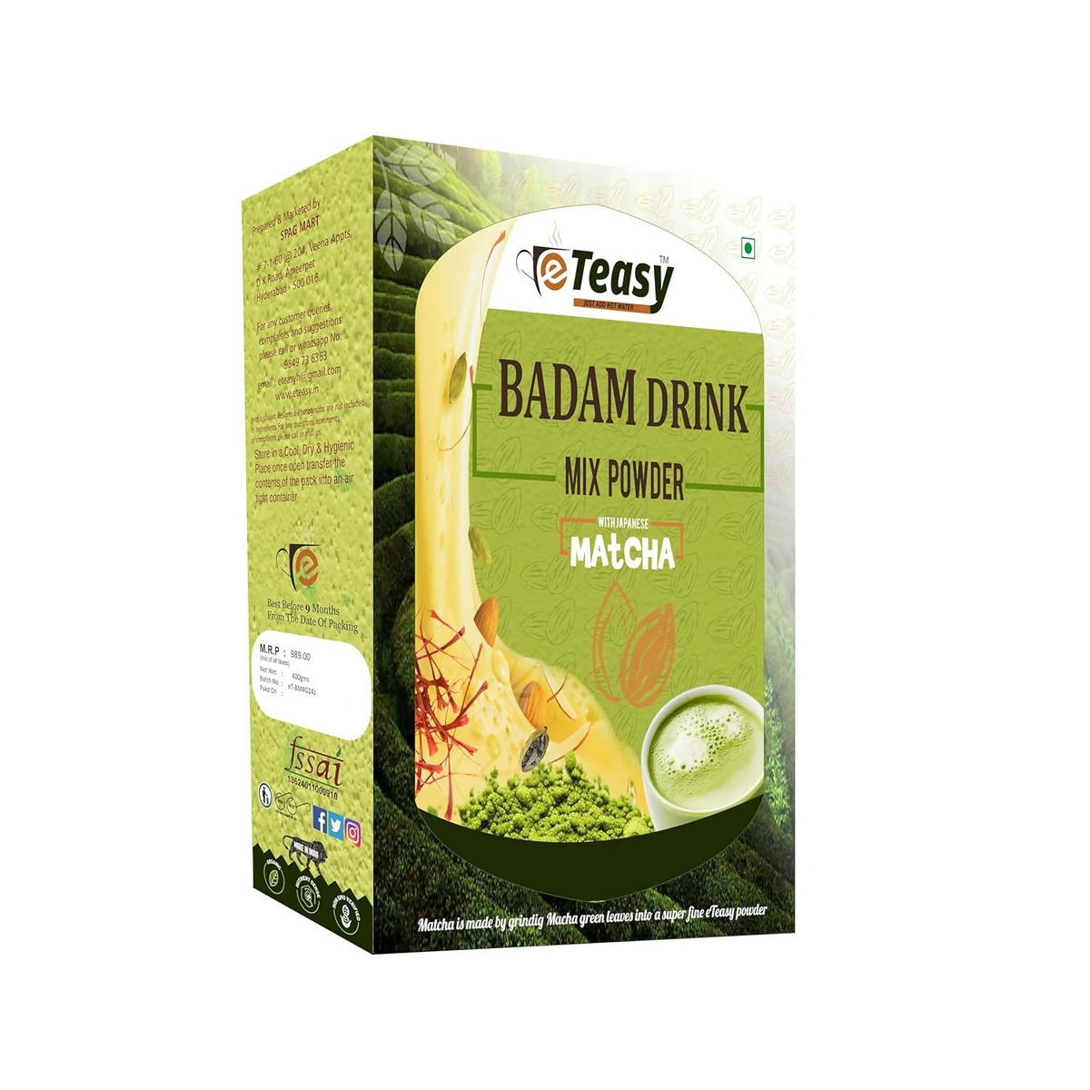 Eteasy Matcha Badam Honey Mix Milk Drink Kashmiri Kesar Saffron Mix Powder Eteasy