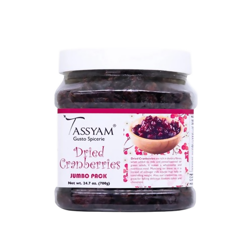 Tassyam Organics Premium Imported Dried Cranberries - Jar - Safuron
