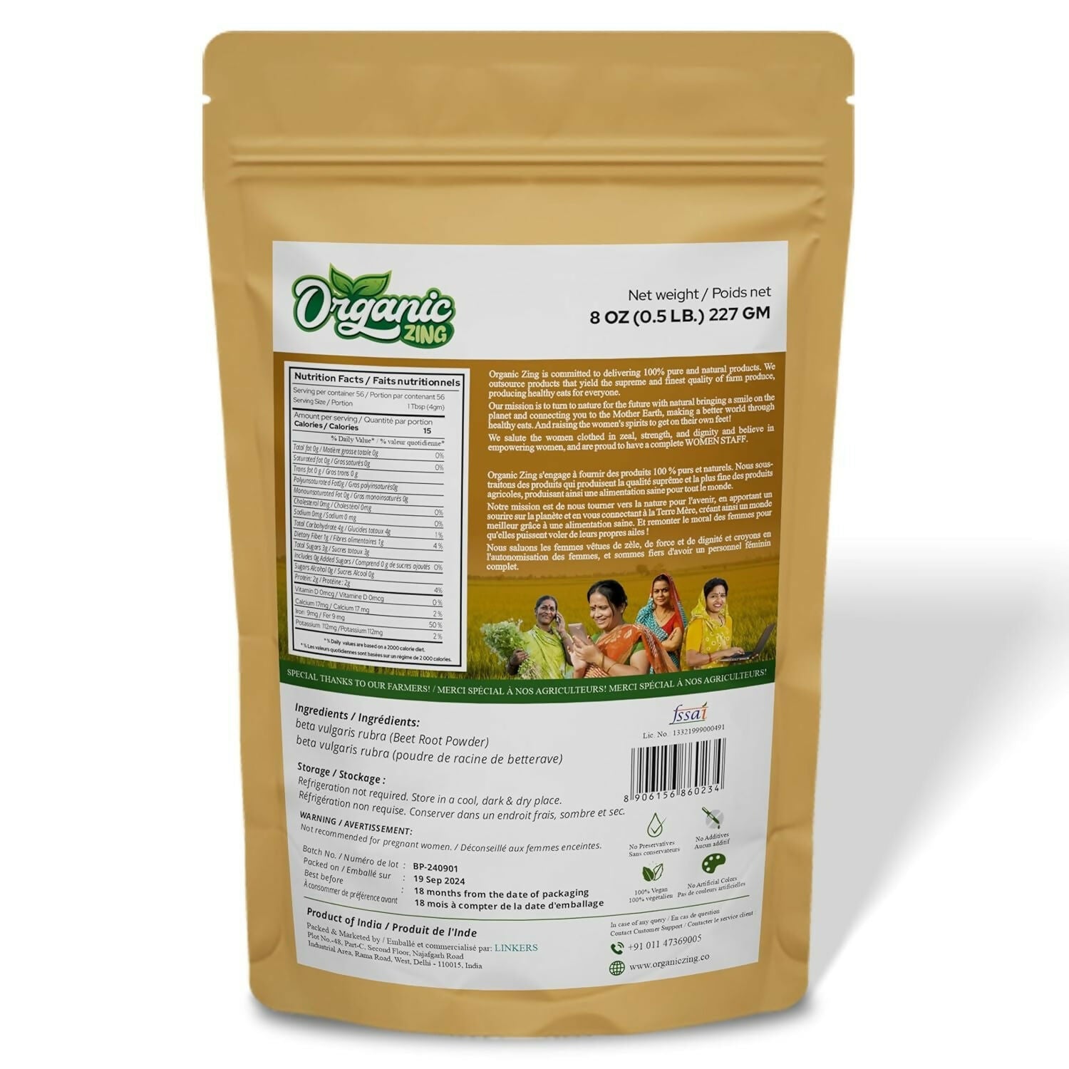 Organic Zing Organic Beetroot Powder Organic Zing