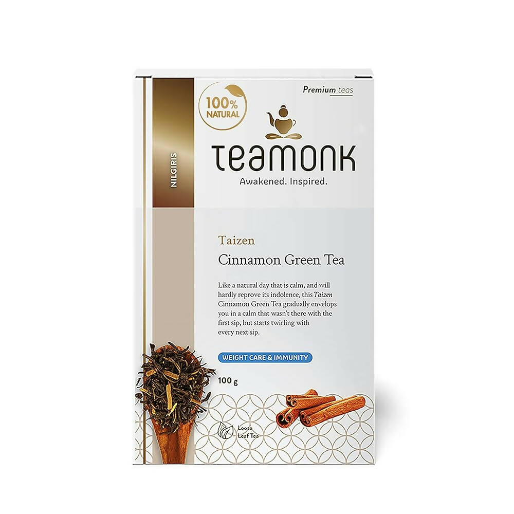 Teamonk Nilgiris Taizen Cinnamon Green Tea Leaves (50 Cups) - Safuron