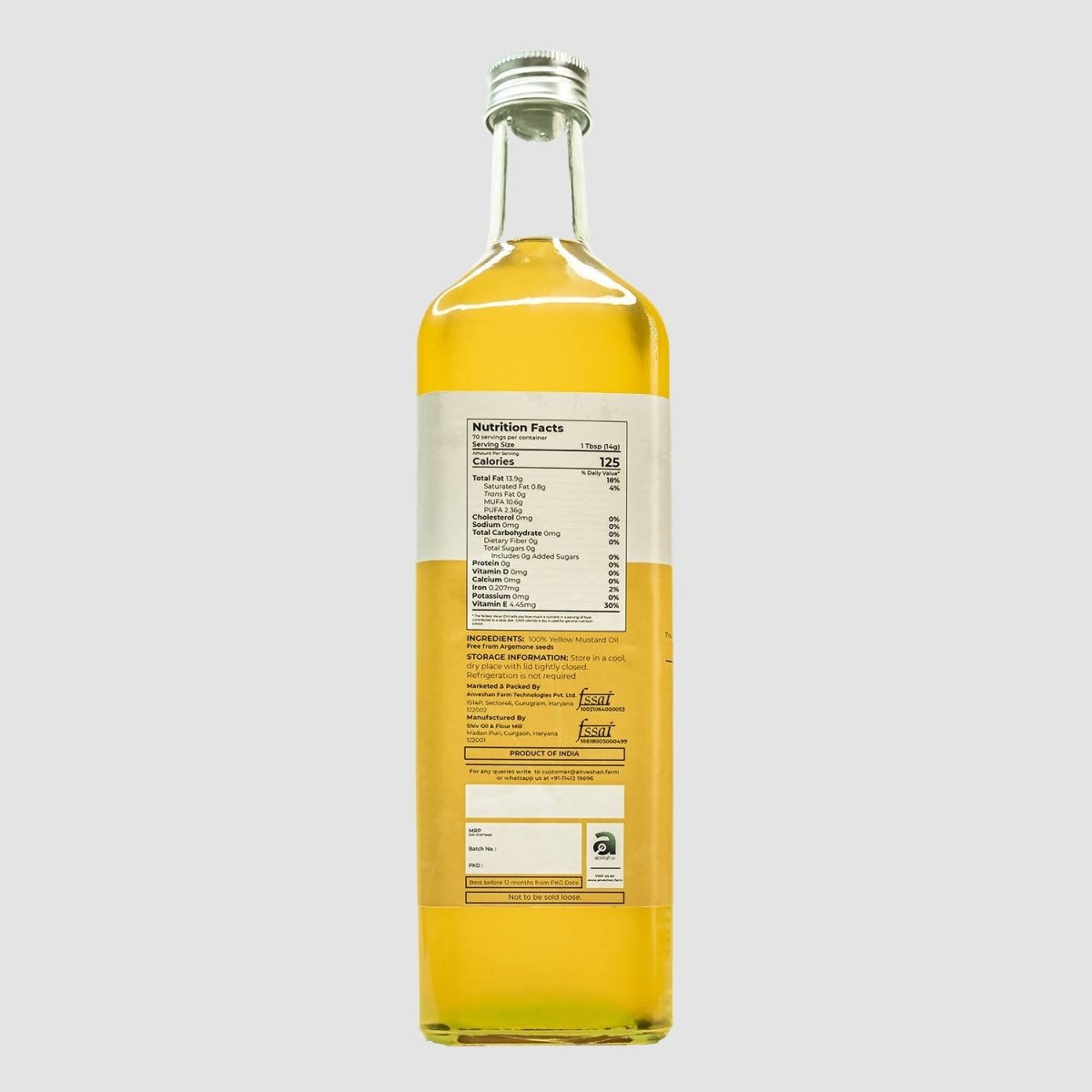 Anveshan Wood Pressed Yellow Mustard Oil Anveshan