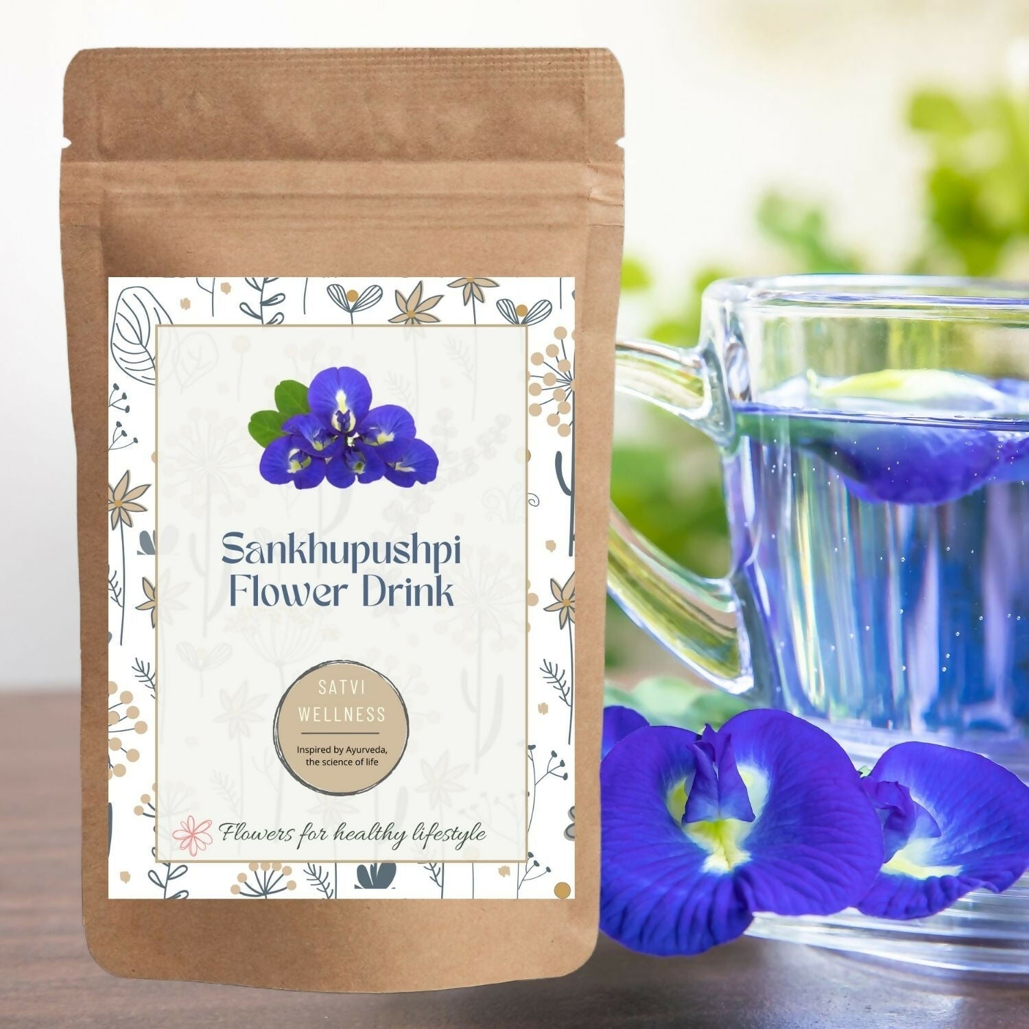 Satvi Wellness Shankhupushpi Flower Tea | Blue Butterfly Pea Tea | Blue Tea Mix | Herbal Tea Satvi Wellness