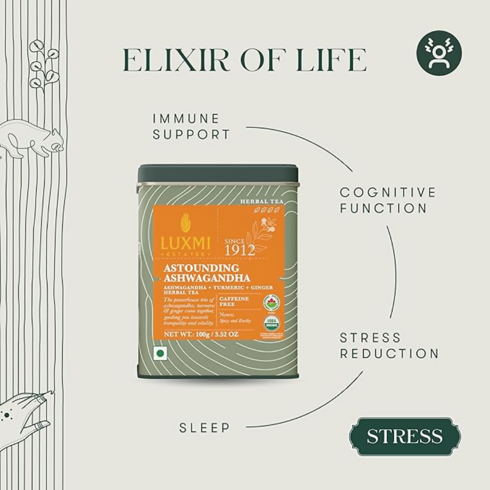 Luxmi Estates Astounding Ashwagandha – Certified Organic Herbal Infusion Luxmi Estates