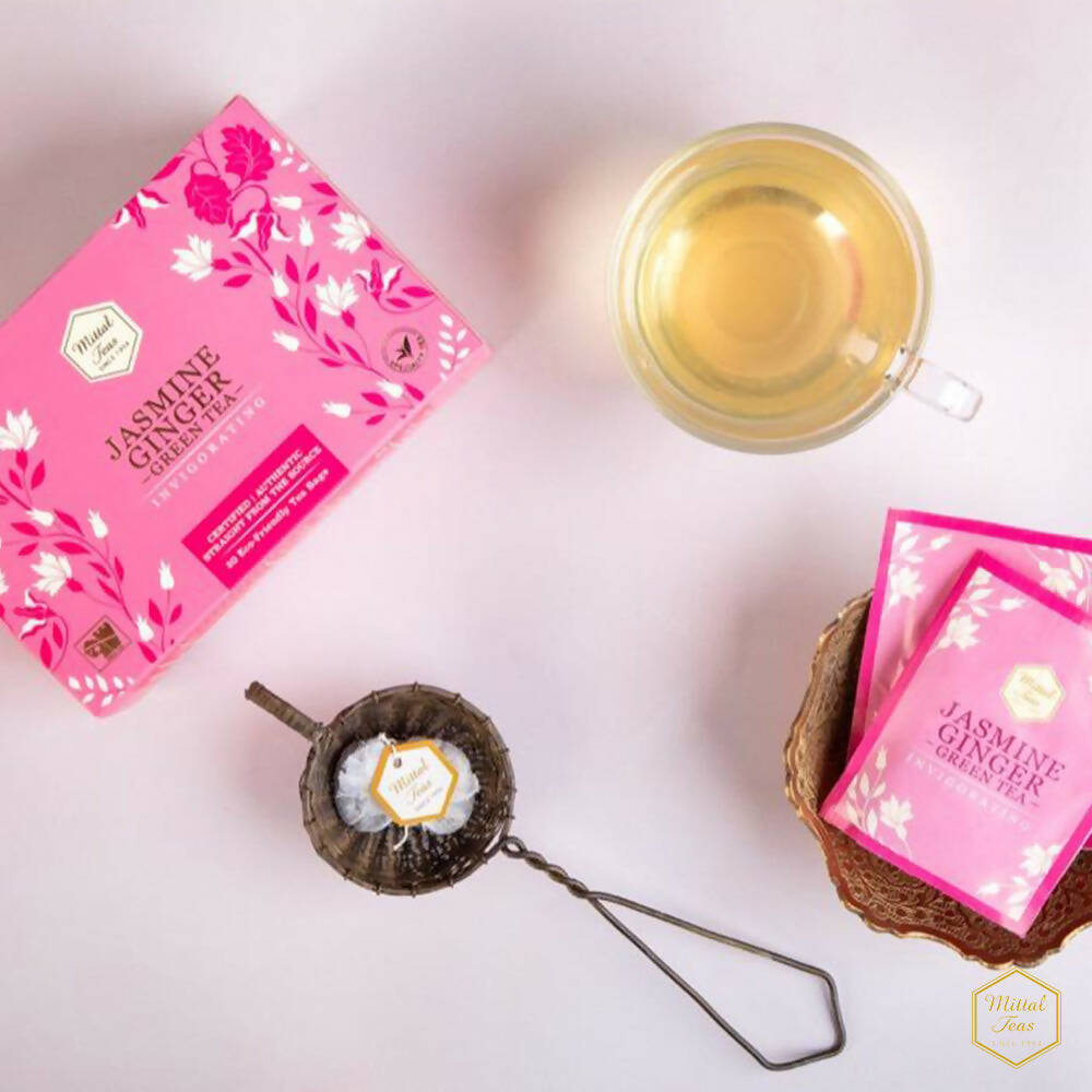 Mittal Teas Jasmine Ginger Green Tea - Eco Friendly Bags Mittal Teas