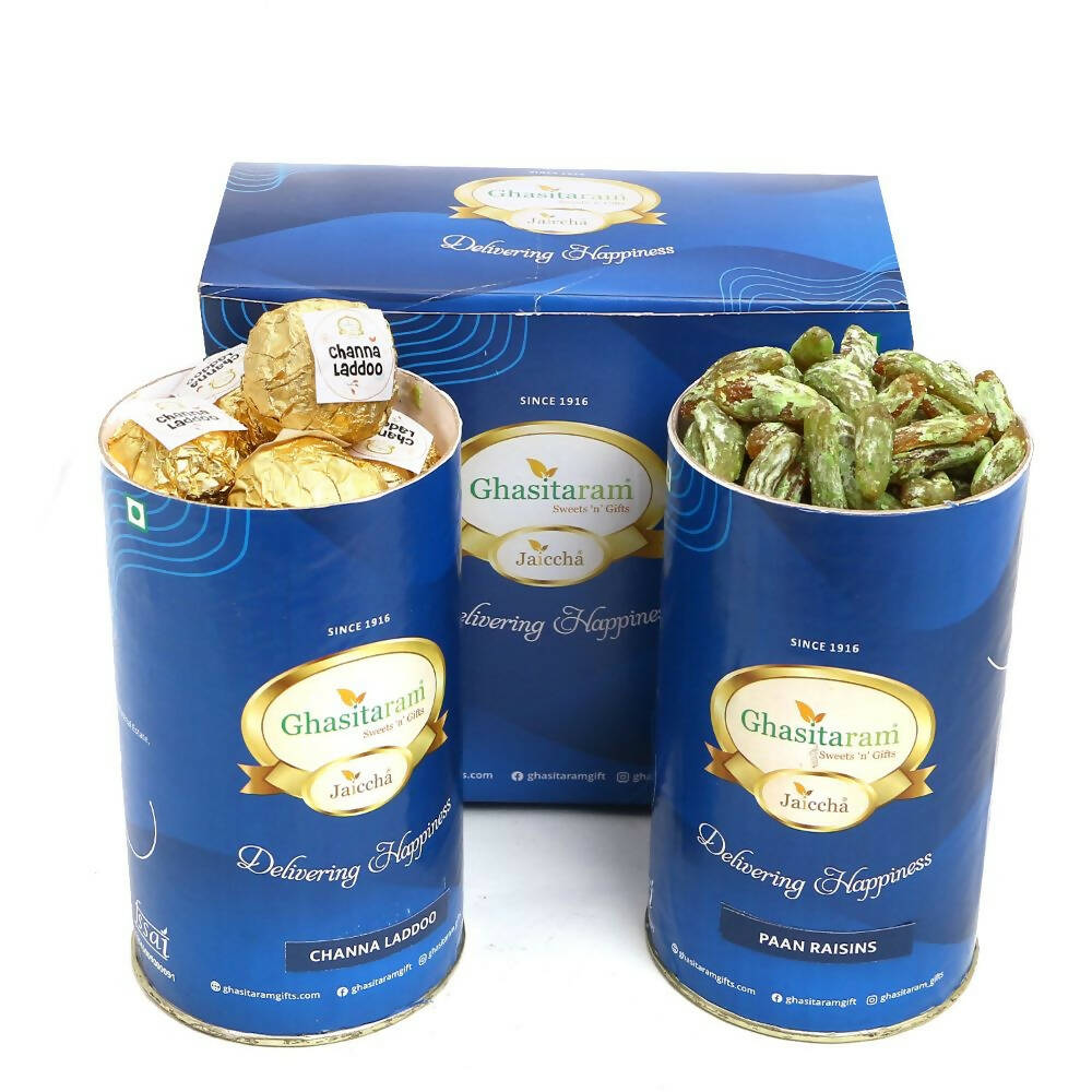 Ghasitaram Channa Laddoo and Paan Raisin Cans - Safuron