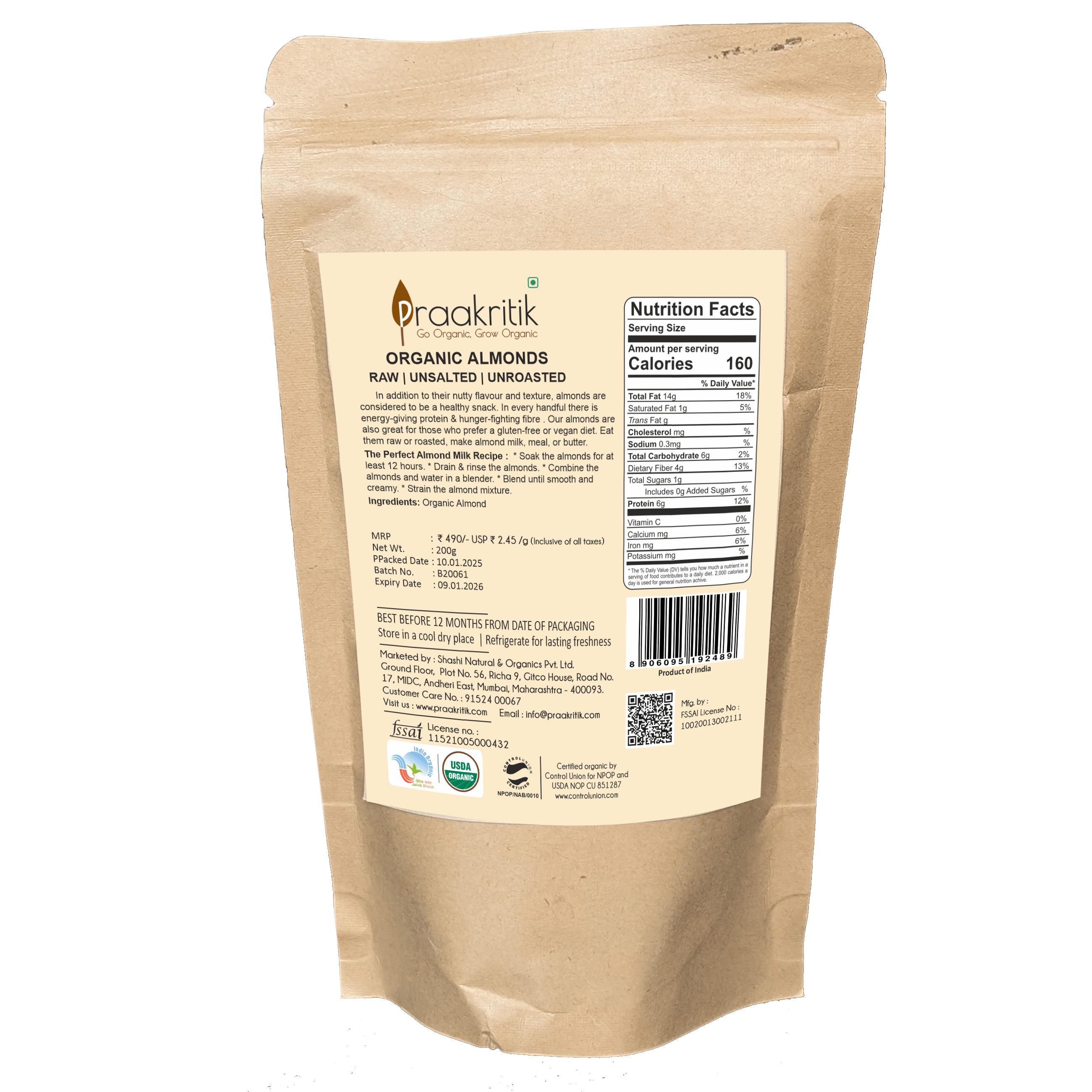 Praakritik Organic Almonds Praakritik