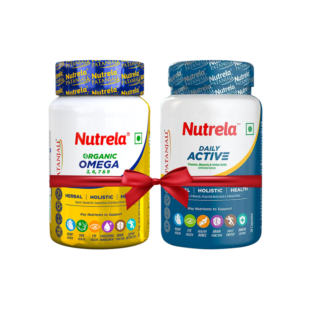 Patanjali Nutrela Daily Active + Omega 3 Softgel Capsules Combo - safuroncart