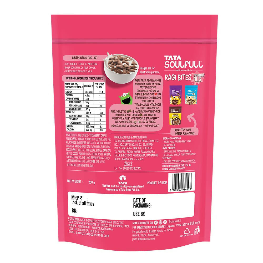Tata Soulfull Ragi Bites Strawberry Fills Breakfast Cereal Tata Soulfull