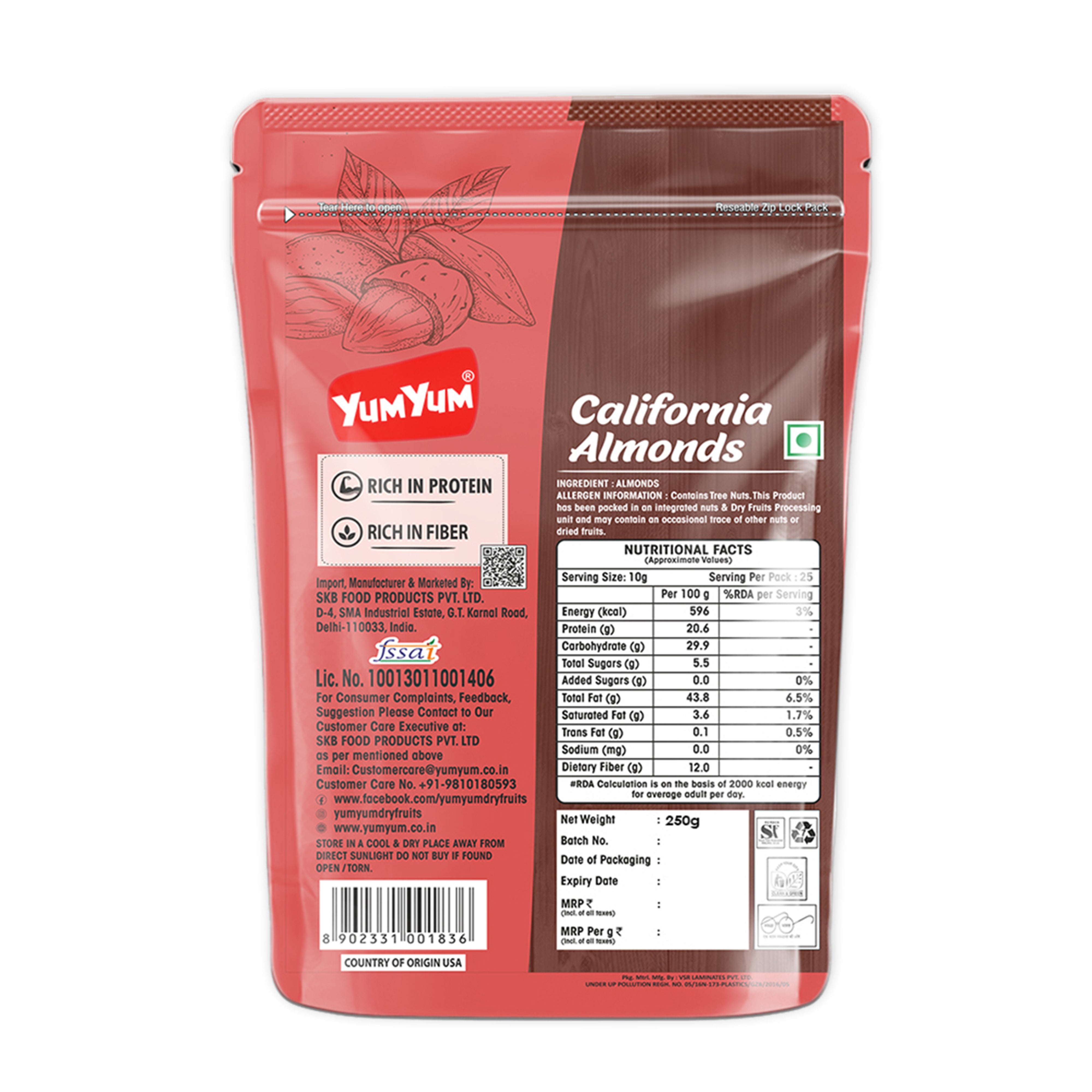 Yum Yum California Almonds Pouch Yum Yum