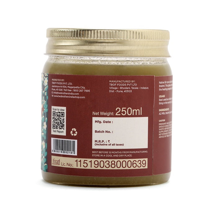 Two Brothers Organic Farms Brahmi Ghee | A2 Gir Cow Ghee (Brahmi) | Cultured Cow Desi Ghee | Curd-Churned Bilona Ghee | Pure, Natural, And Healthy Two Brothers Organic Farms