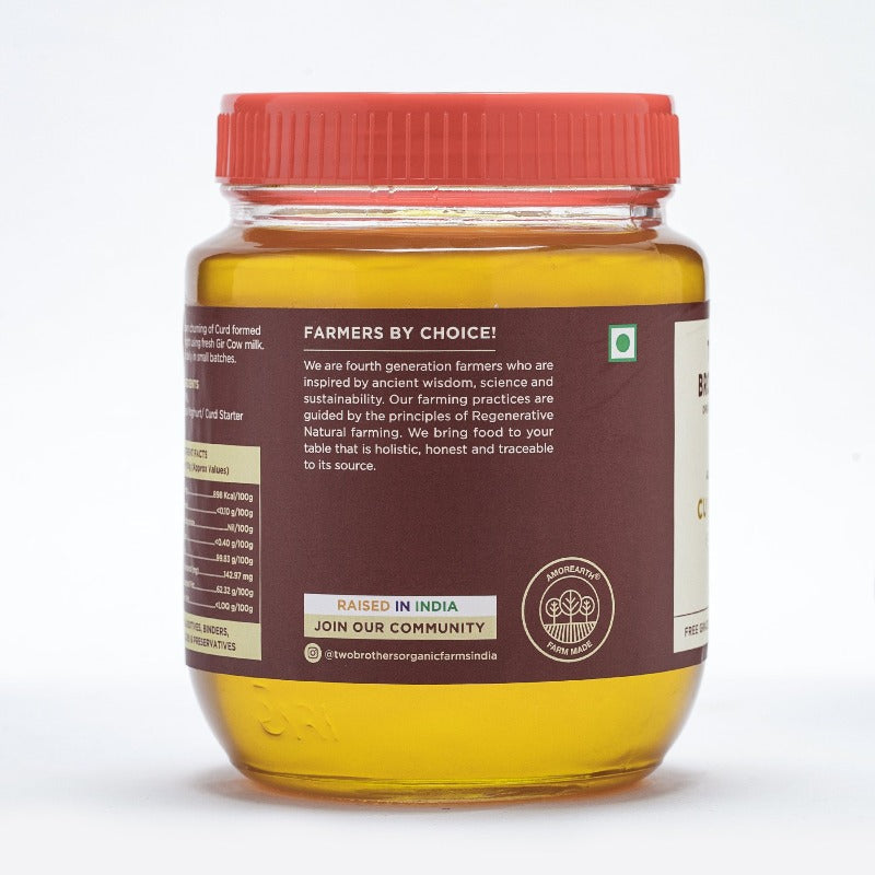 Two Brothers Organic Farms A2 Gir Cow Cultured Ghee | Cultured Cow Desi Ghee | Curd-Churned Bilona Ghee | Pure, Natural, and Healthy Two Brothers Organic Farms