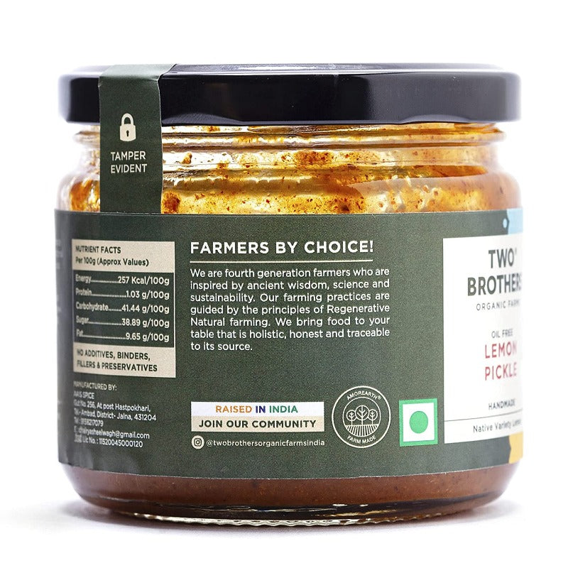 Two Brothers Organic Farms Oil Free Lemon Pickle Two Brothers Organic Farms