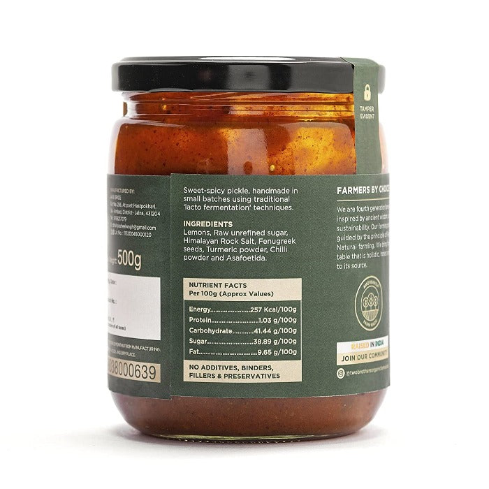 Two Brothers Organic Farms Oil Free Lemon Pickle Two Brothers Organic Farms
