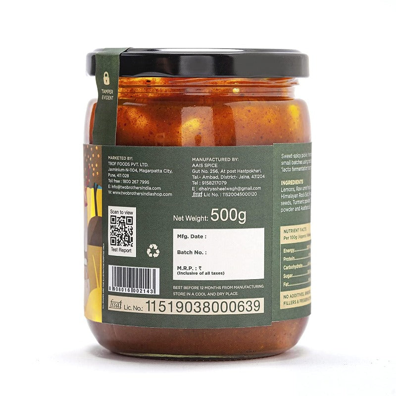 Two Brothers Organic Farms Oil Free Lemon Pickle Two Brothers Organic Farms