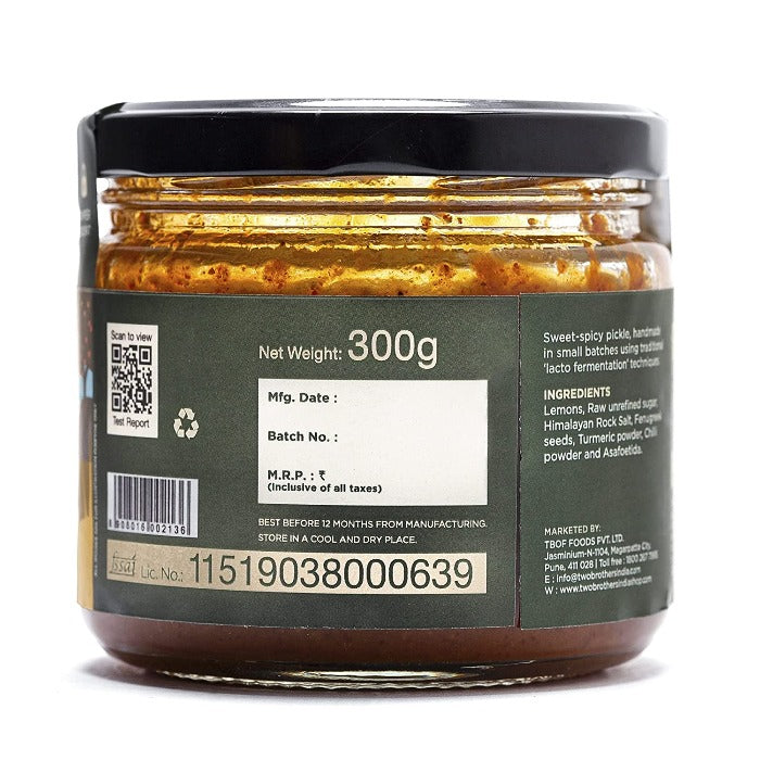 Two Brothers Organic Farms Oil Free Lemon Pickle Two Brothers Organic Farms