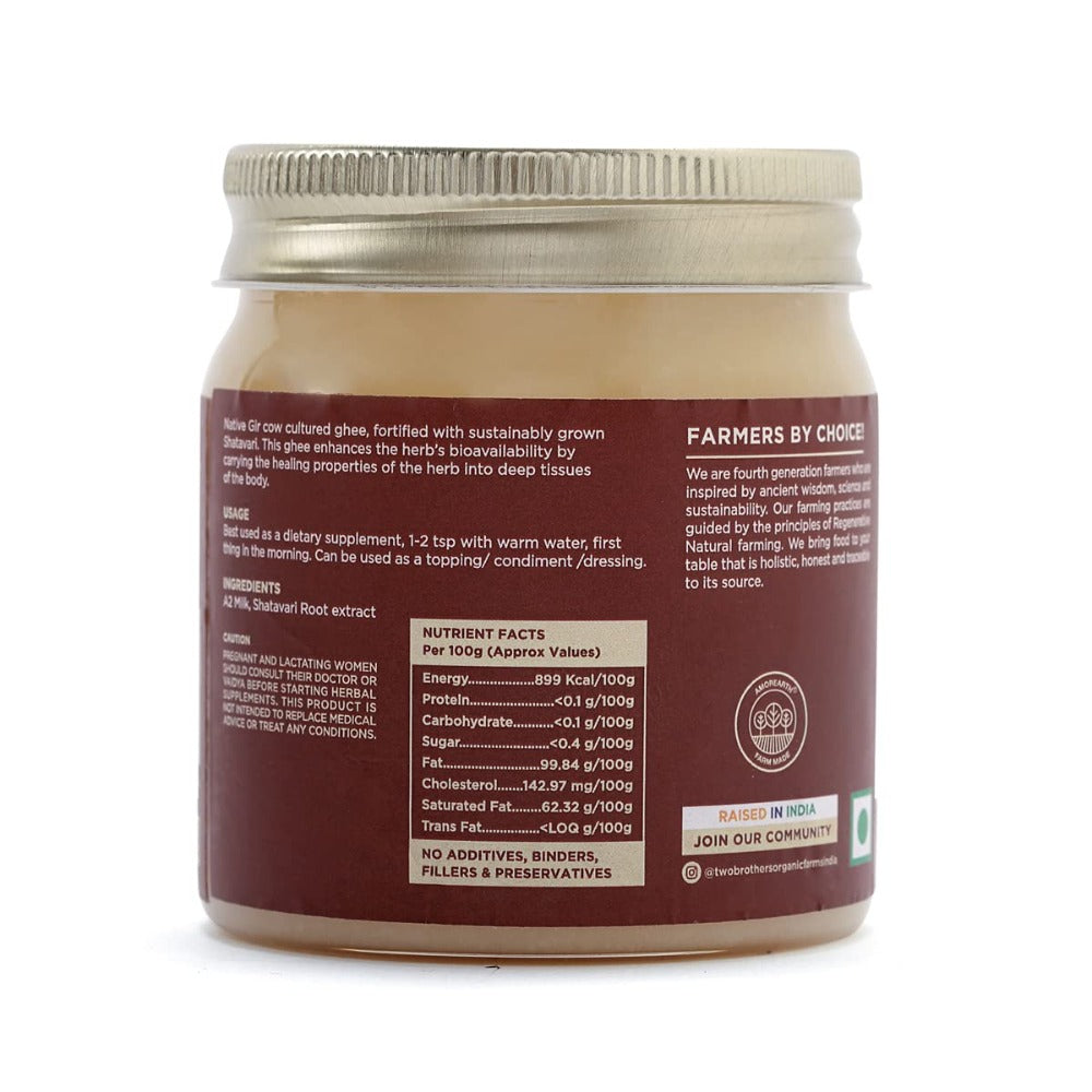 Two Brothers Organic Farms Shatavari Ghee | Cultured Cow Desi Ghee | Curd-Churned Bilona Ghee | Pure, Natural, And Healthy Two Brothers Organic Farms
