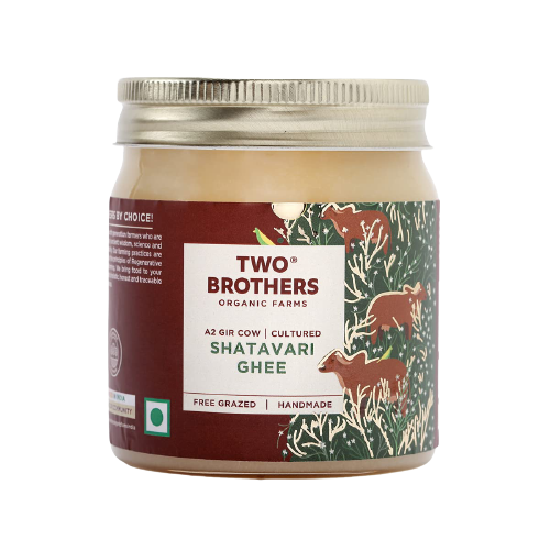 Two Brothers Organic Farms Shatavari Ghee | Cultured Cow Desi Ghee | Curd-Churned Bilona Ghee | Pure, Natural, And Healthy Two Brothers Organic Farms