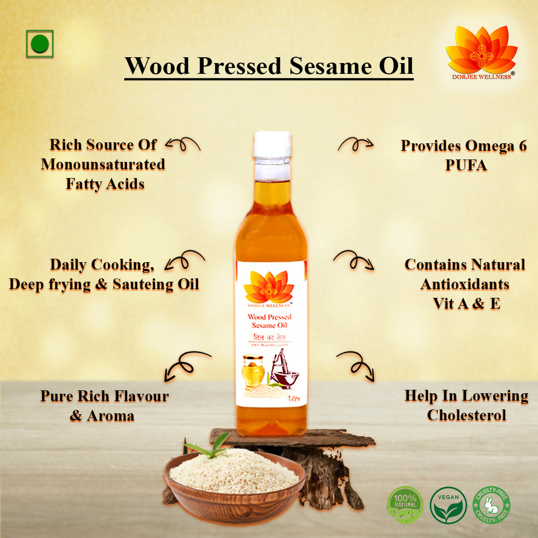 Dorjee Wellness Wood Pressed Sesame Oil Dorjee Wellness