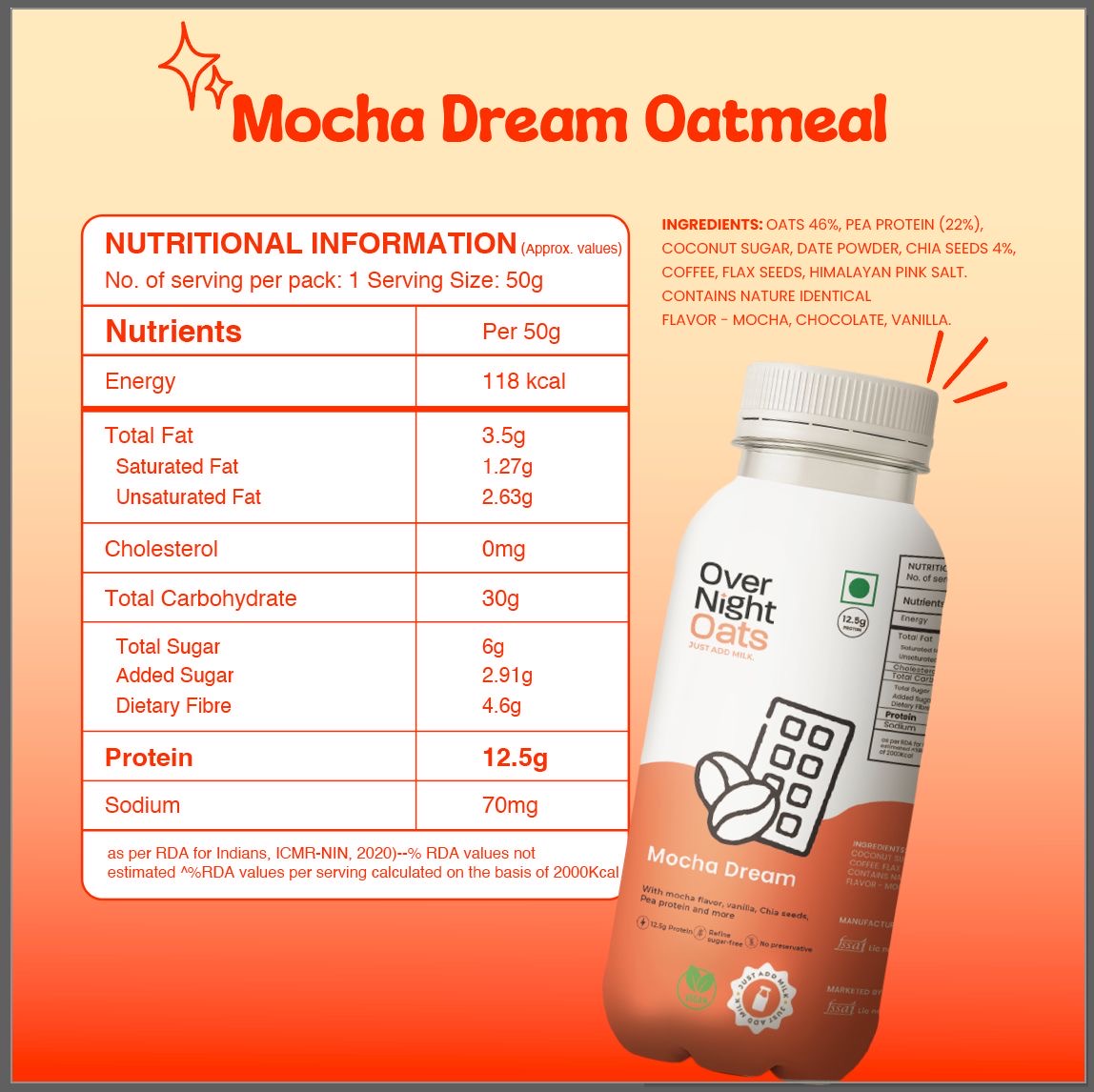 OverNightOats Vegan Mocha Dream Oatmeal OverNightOats