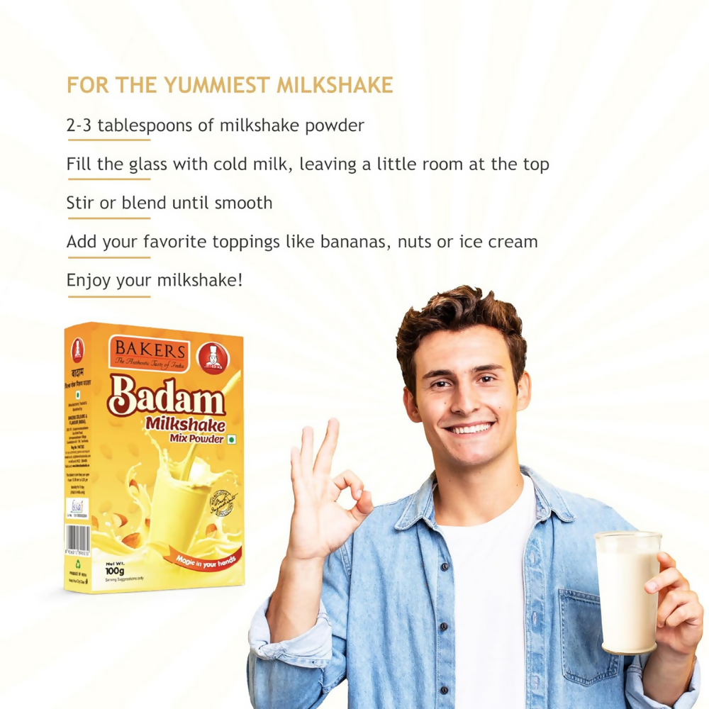 BAKERS Milk Shake Mix Powder - Badam Flavor BAKERS