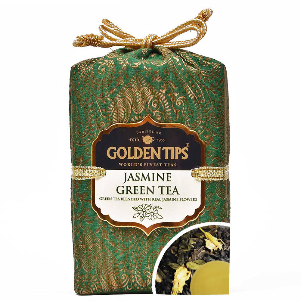 Golden Tips Jasmine Green Tea - Royal Brocade Cloth Bag - Safuron