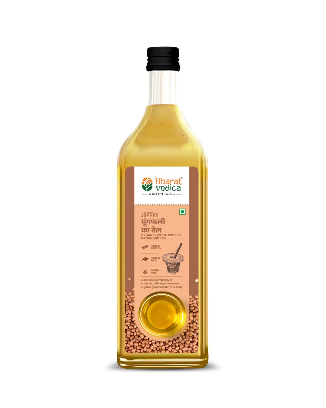 Bharat Vedica Organic Wood Pressed Groundnut Oil - Organic Wood Pressed Moongfali ka Tel - Safuron
