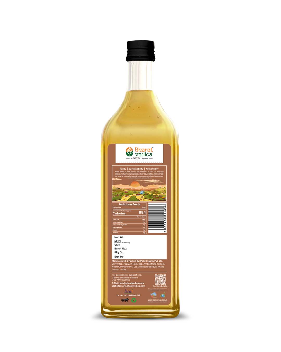 Bharat Vedica Organic Wood Pressed Groundnut Oil - Organic Wood Pressed Moongfali ka Tel Bharat Vedica