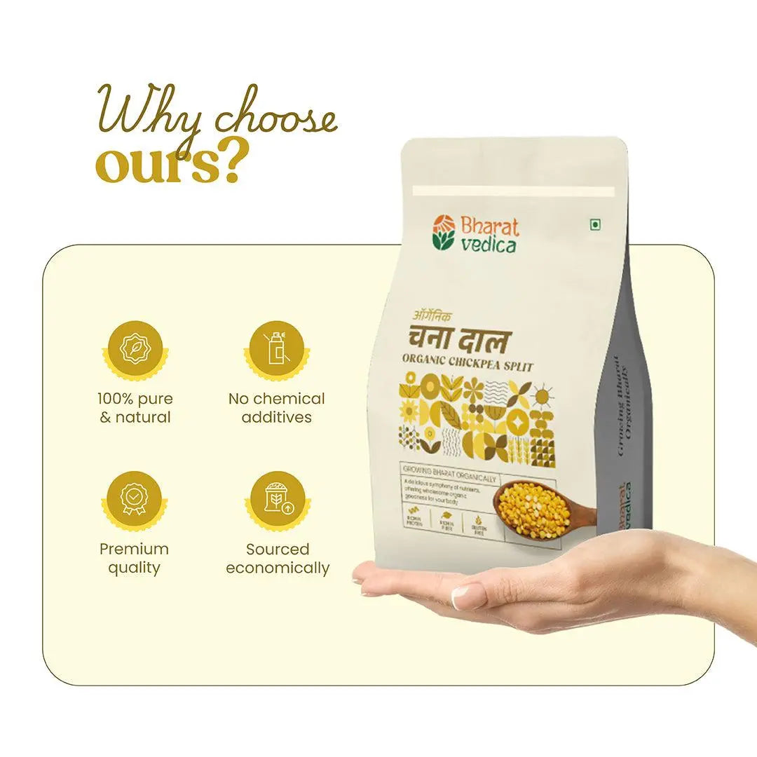 Bharat Vedica Organic Chickpea Split - Organic Chana Dal Bharat Vedica