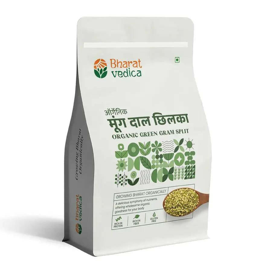 Bharat Vedica Organic Green Gram Split - Organic Moong Dal Chilka - Safuron