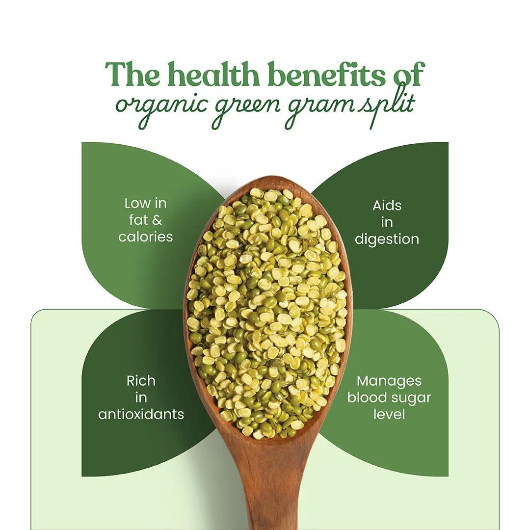 Bharat Vedica Organic Green Gram Split - Organic Moong Dal Chilka Bharat Vedica