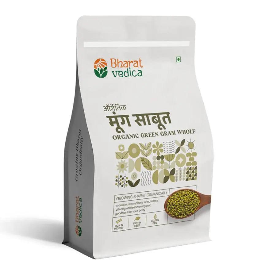 Bharat Vedica Organic Green Gram Whole - Organic Moong Dal Sabut - Safuron