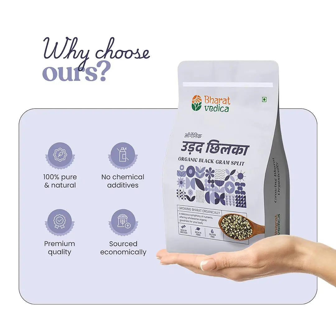 Bharat Vedica Organic Black Gram Split - Organic Urad Dal Chilka Bharat Vedica