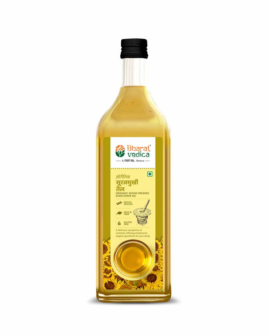 Bharat Vedica Organic Wood Pressed Sunflower Oil - Organic Wood Pressed Surajmukhi ka tel - Safuron