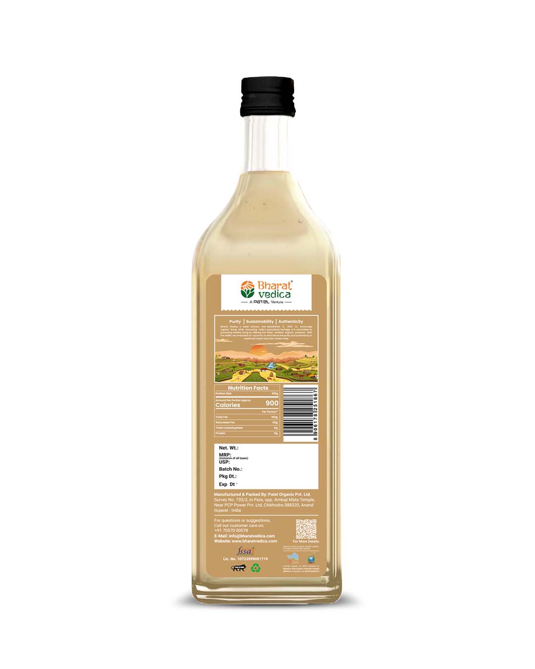 Bharat Vedica Organic Wood Pressed White Sesame Oil - Organic Wood Pressed Safed Til ka Tel Bharat Vedica