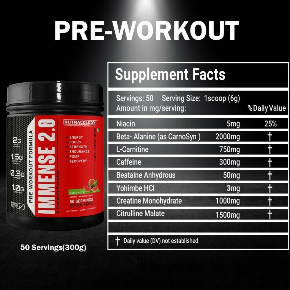 Nutracology Immense 2.0 Pre-Workout For Performance Strength & Energy Boost Nutracology