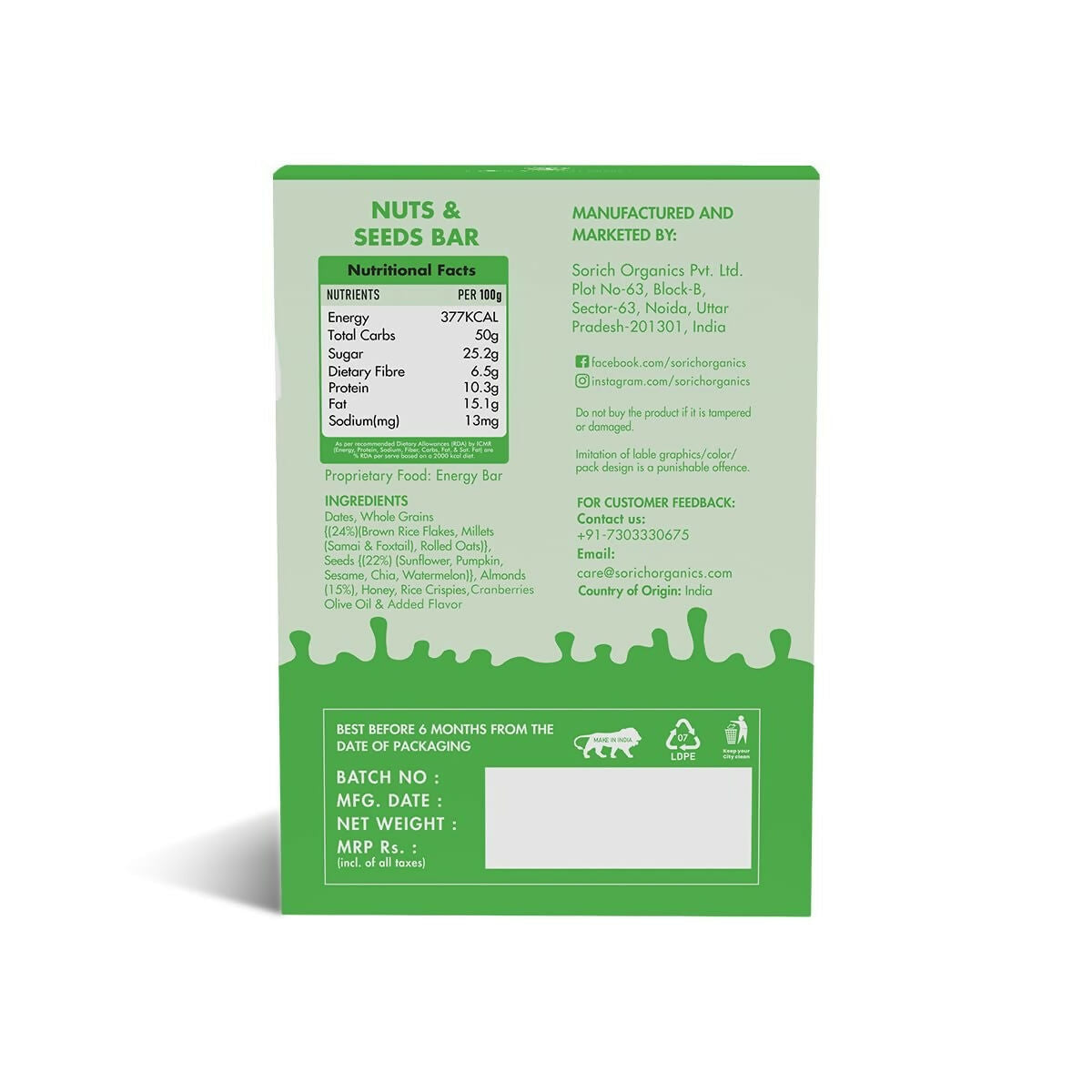 Sorich Organics Multigrain Energy Mini Bars Nut & Seeds Sorich